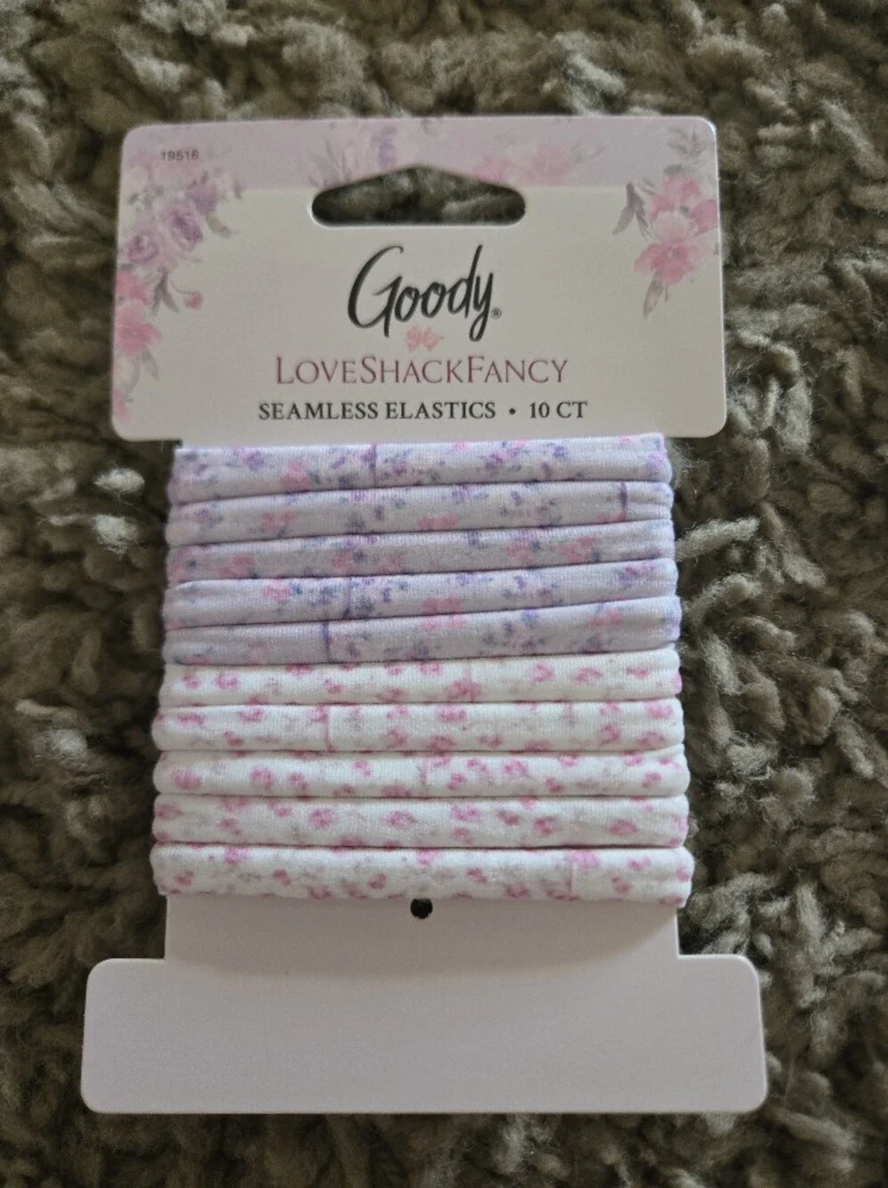 Love Shack Fancy Floral Seamless Elastics - Pink & Lavender (10 ct)